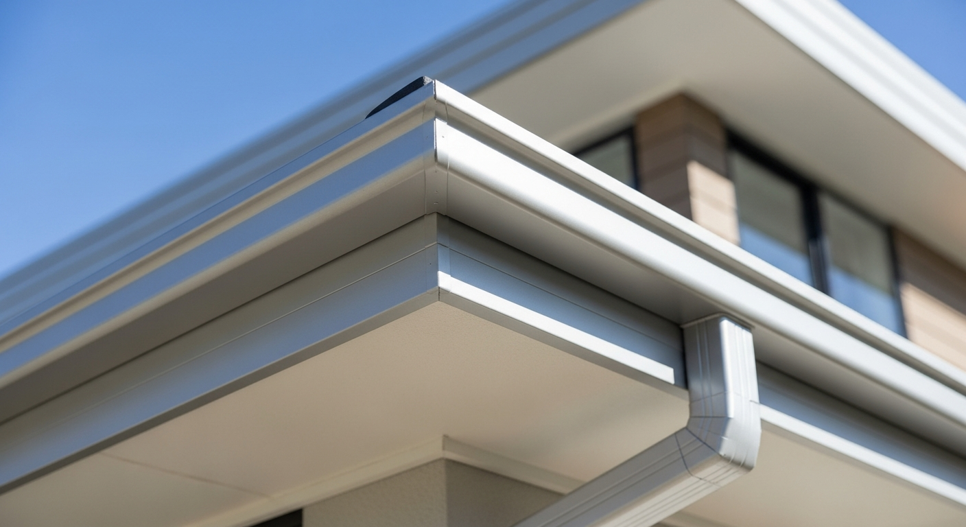 Clean and well-maintained gutter system on residential property after professional cleaning